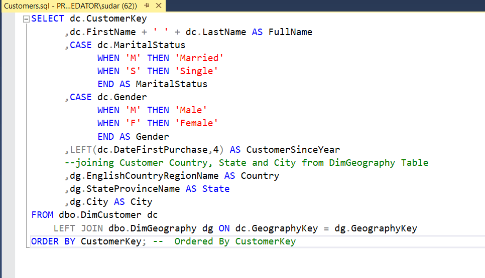 Customers SQL